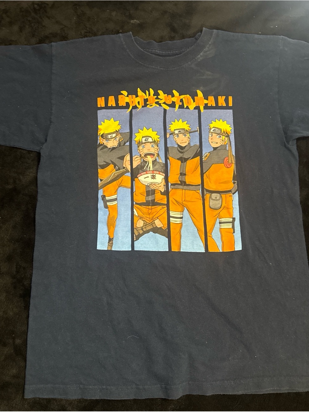Naruto Graphic Tee - Black with Orange Print